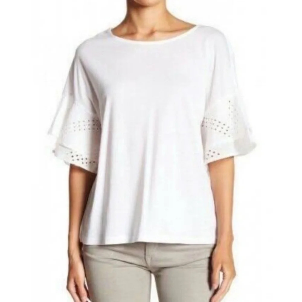 14th & Union White Eyelet Sleeve Tee Top S M L NWT v6x